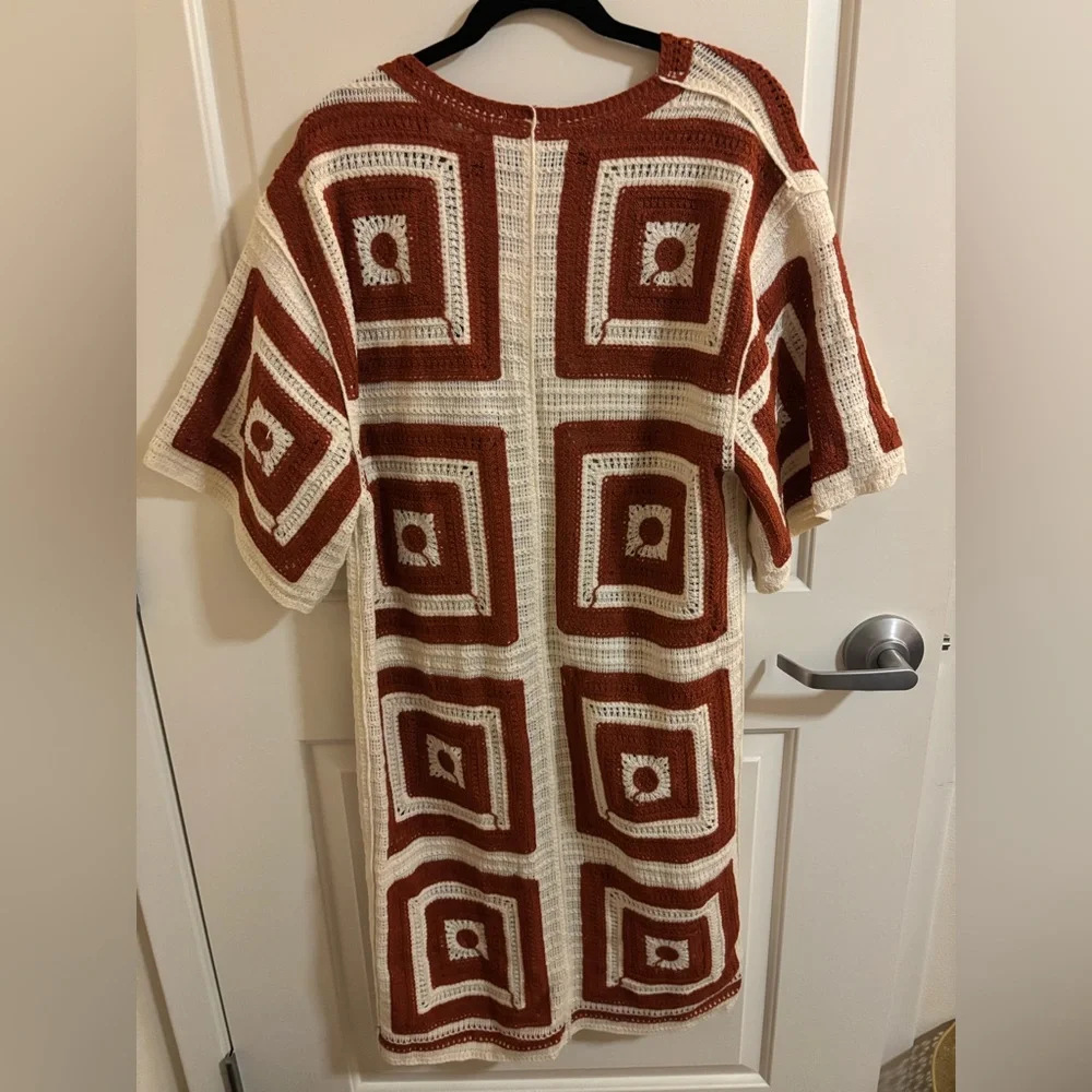 Granny Square Crochet Duster, Geometric Patterned Open Cardigan, One Size, NWT - Picture 3 of 3